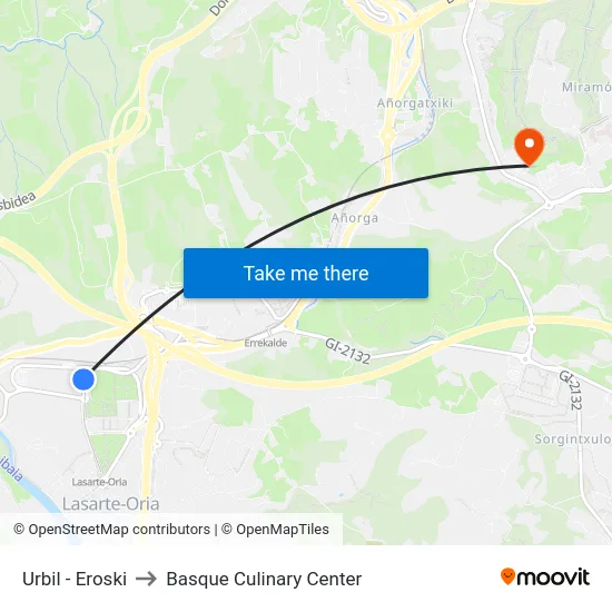 Urbil - Eroski to Basque Culinary Center map