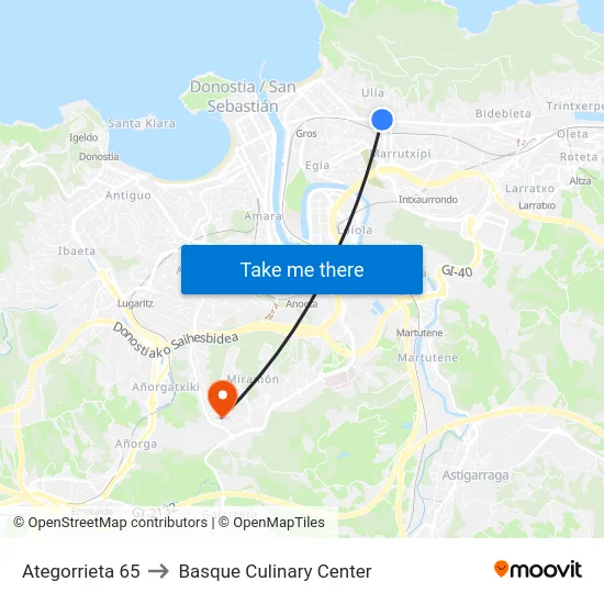 Ategorrieta 65 to Basque Culinary Center map