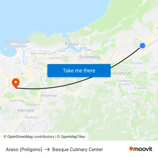 Araso (Polígono) to Basque Culinary Center map