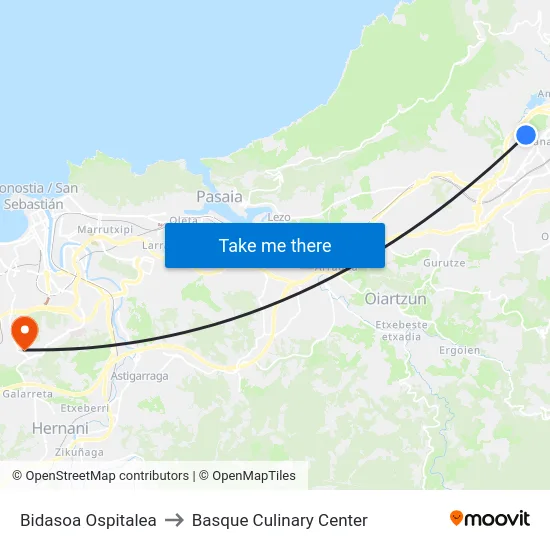 Bidasoa Ospitalea to Basque Culinary Center map