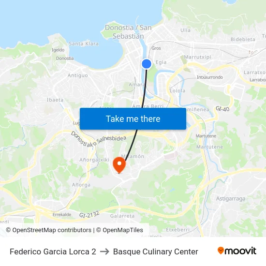 Federico Garcia Lorca 2 to Basque Culinary Center map