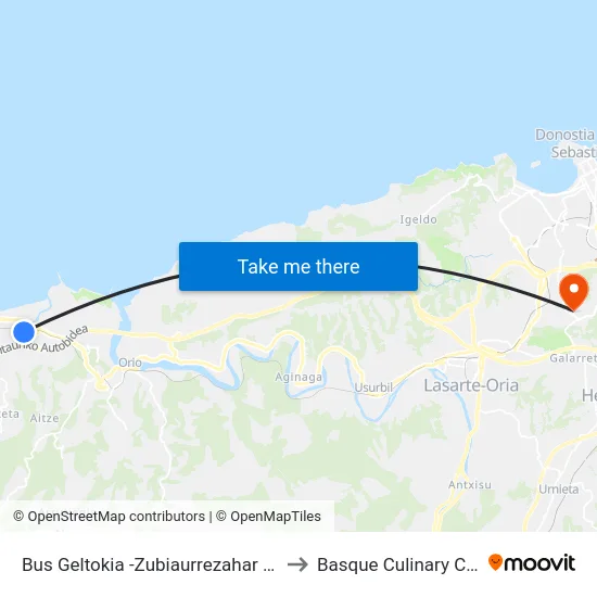 Bus Geltokia -Zubiaurrezahar Kalea 1 to Basque Culinary Center map