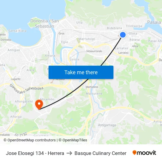 Jose Elosegi 134 - Herrera to Basque Culinary Center map