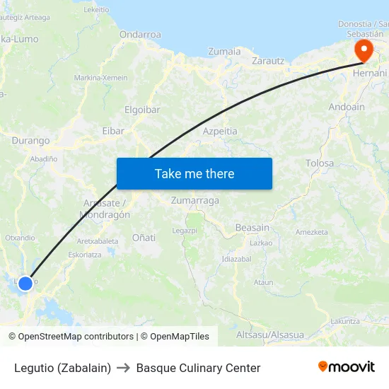 Legutio (Zabalain) to Basque Culinary Center map