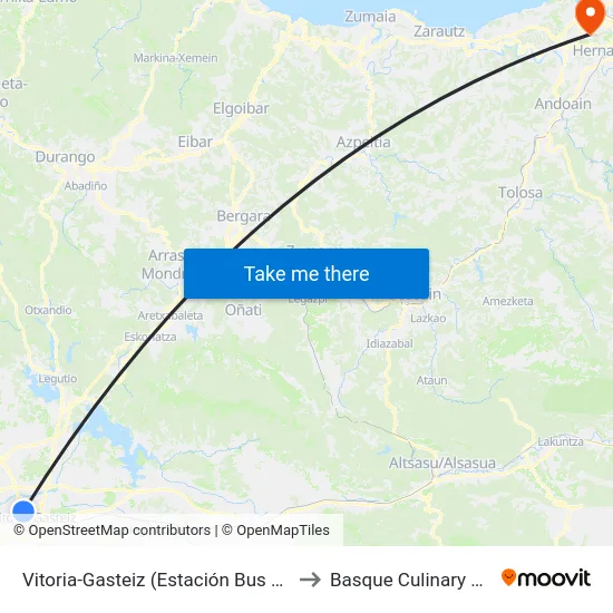 Vitoria-Gasteiz (Estación Bus Geltokia) to Basque Culinary Center map