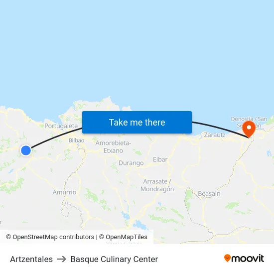 Artzentales to Basque Culinary Center map