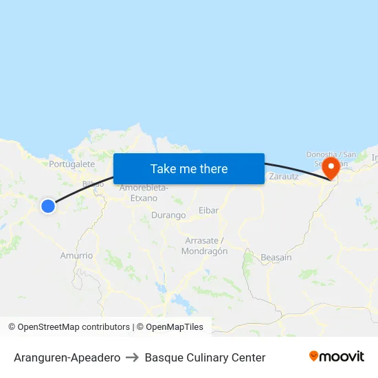 Aranguren-Apeadero to Basque Culinary Center map