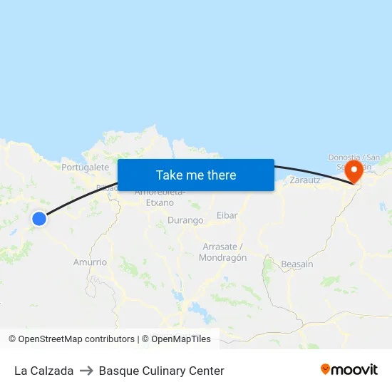 La Calzada to Basque Culinary Center map