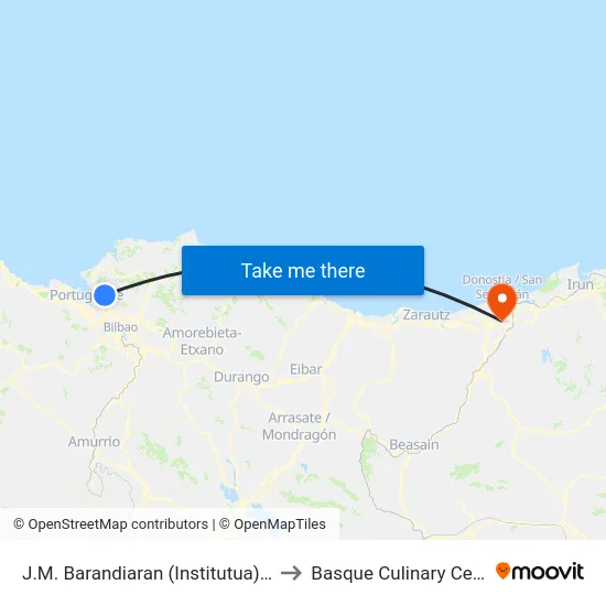 J.M. Barandiaran (Institutua) (17) to Basque Culinary Center map