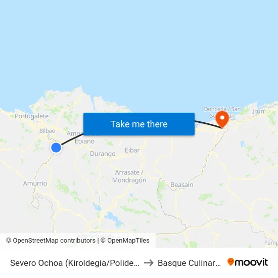 Severo Ochoa  (Kiroldegia/Polideportivo) (274) to Basque Culinary Center map