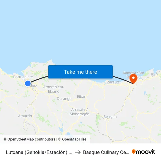 Lutxana (Geltokia/Estación) (314) to Basque Culinary Center map