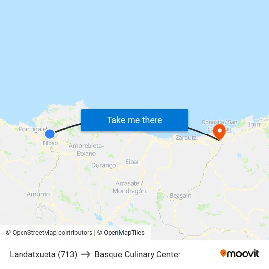 Landatxueta (713) to Basque Culinary Center map