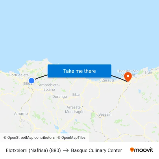 Elotxelerri  (Nafrisa) (880) to Basque Culinary Center map