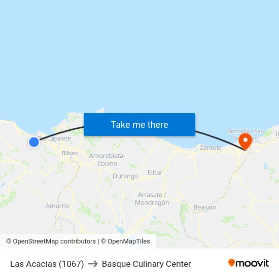 Las Acacias (1067) to Basque Culinary Center map