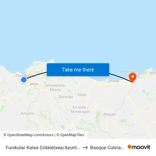 Funikular Kalea (Udaletxea/Ayuntamiento) (1189) to Basque Culinary Center map