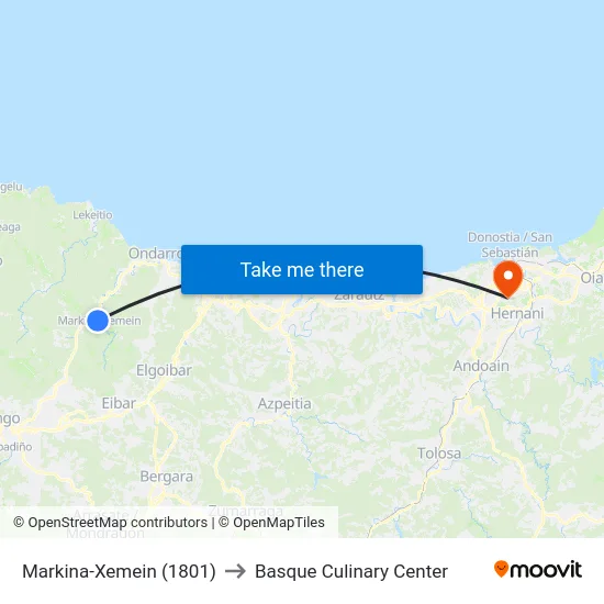 Markina-Xemein (1801) to Basque Culinary Center map
