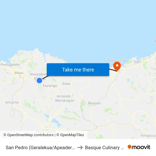 San Pedro  (Geralekua/Apeadero) (1841) to Basque Culinary Center map