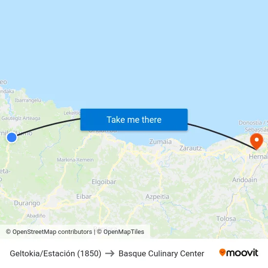Geltokia/Estación (1850) to Basque Culinary Center map