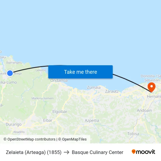 Zelaieta (Arteaga) (1855) to Basque Culinary Center map