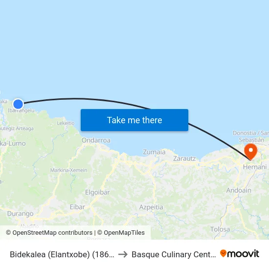 Bidekalea (Elantxobe) (1863) to Basque Culinary Center map