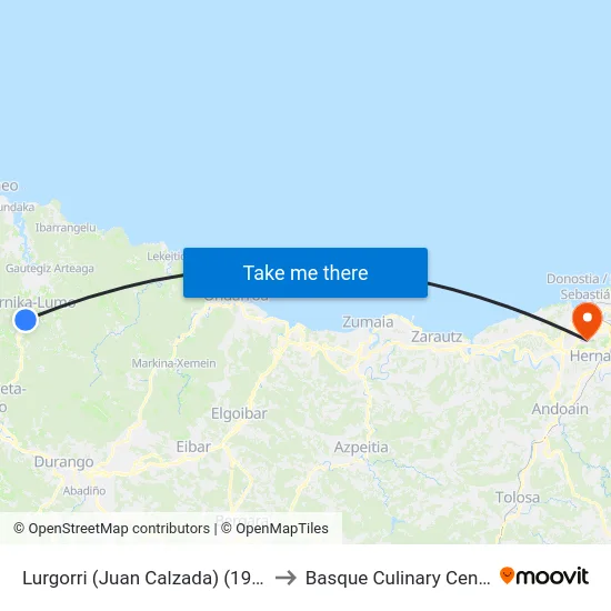 Lurgorri (Juan Calzada) (1906) to Basque Culinary Center map