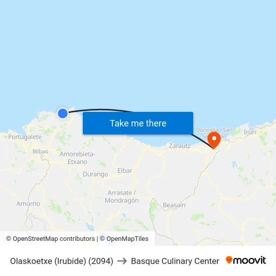 Olaskoetxe (Irubide) (2094) to Basque Culinary Center map