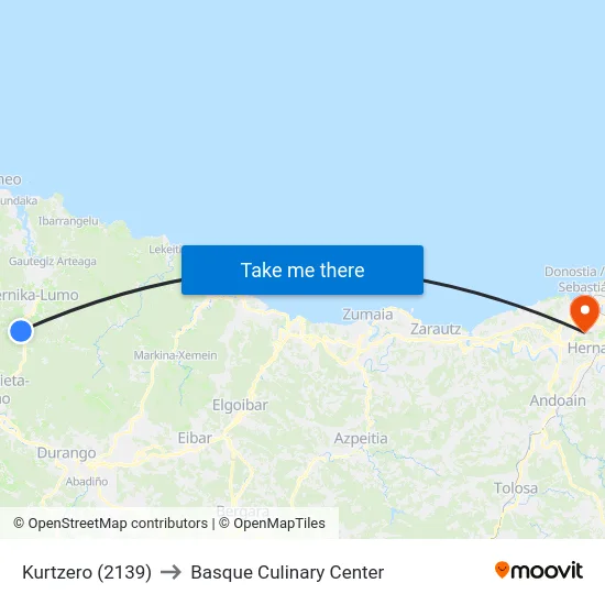 Kurtzero (2139) to Basque Culinary Center map
