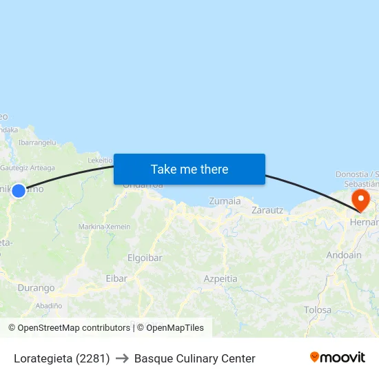 Lorategieta (2281) to Basque Culinary Center map