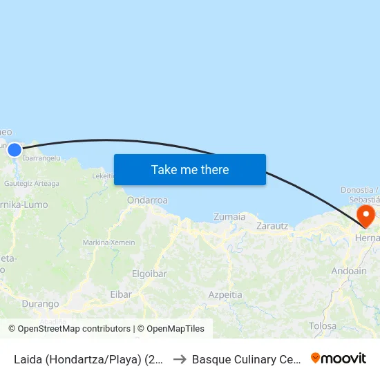Laida (Hondartza/Playa) (2396) to Basque Culinary Center map