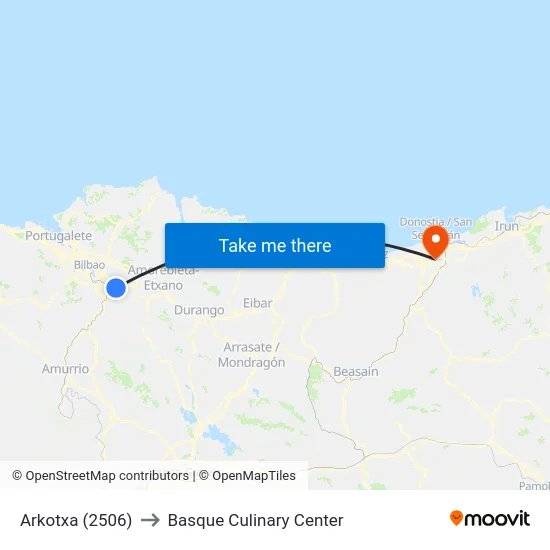 Arkotxa (2506) to Basque Culinary Center map