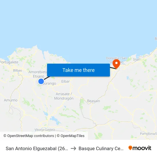 San Antonio Elguezabal (2696) to Basque Culinary Center map