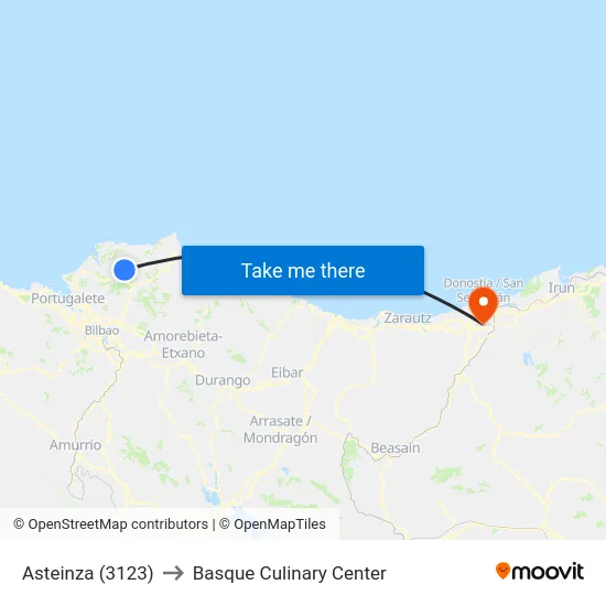 Asteinza (3123) to Basque Culinary Center map