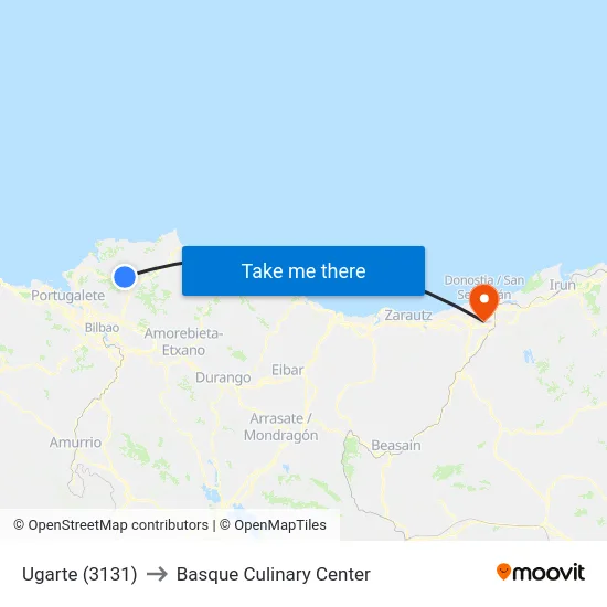 Ugarte (3131) to Basque Culinary Center map