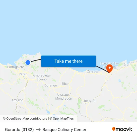 Gorordo (3132) to Basque Culinary Center map