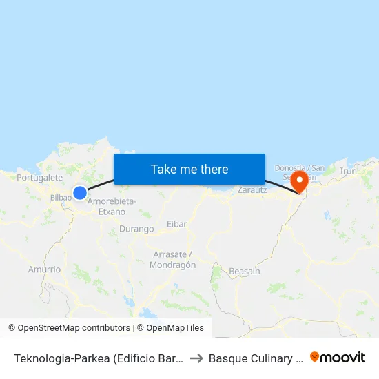 Teknologia-Parkea (Edificio Barco) (3380) to Basque Culinary Center map