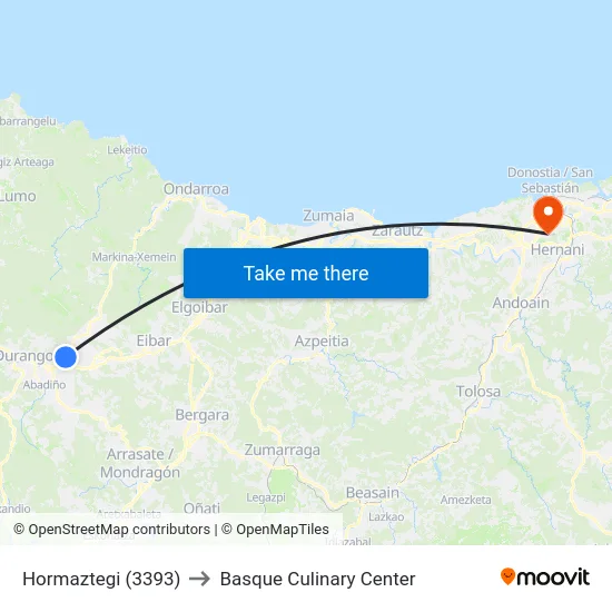 Hormaztegi (3393) to Basque Culinary Center map