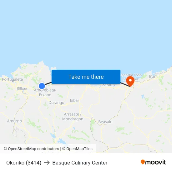 Okoriko (3414) to Basque Culinary Center map