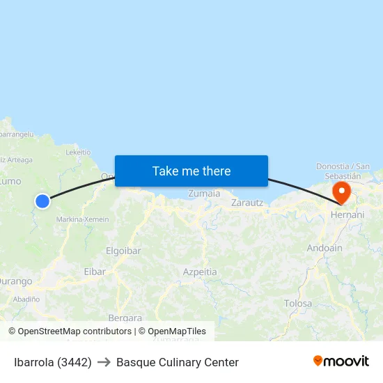 Ibarrola (3442) to Basque Culinary Center map