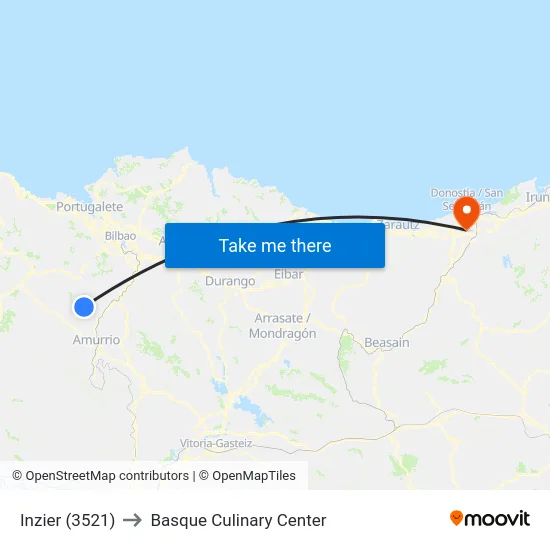 Inzier (3521) to Basque Culinary Center map