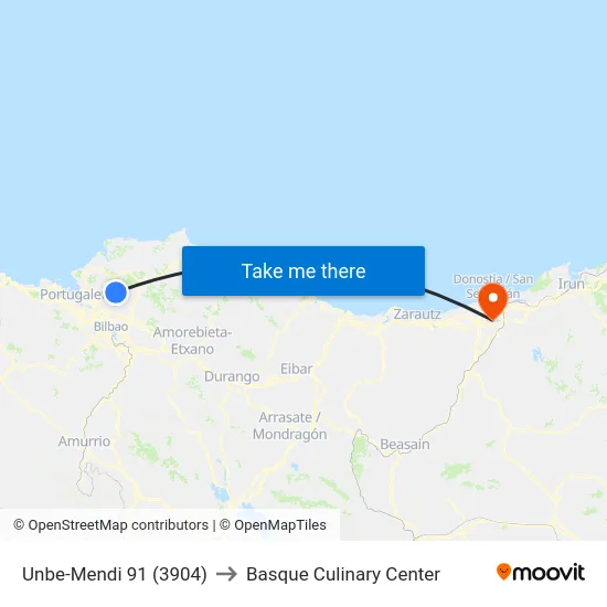 Unbe-Mendi 91 (3904) to Basque Culinary Center map