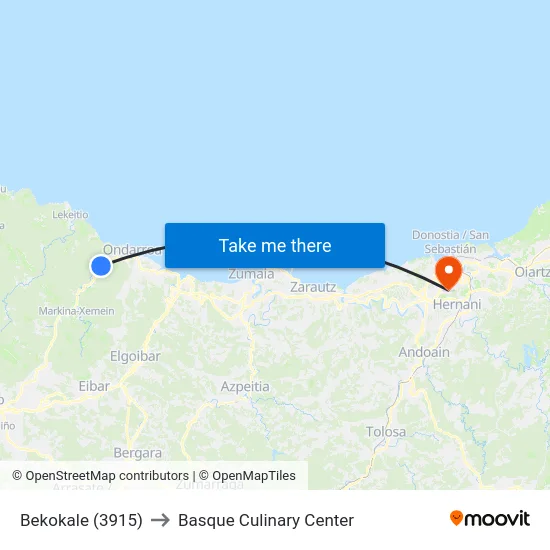 Bekokale (3915) to Basque Culinary Center map