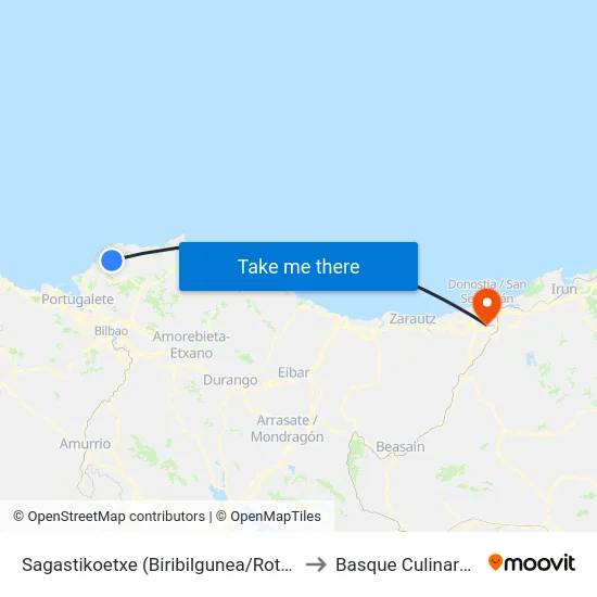 Sagastikoetxe (Biribilgunea/Rotonda) (4205) to Basque Culinary Center map