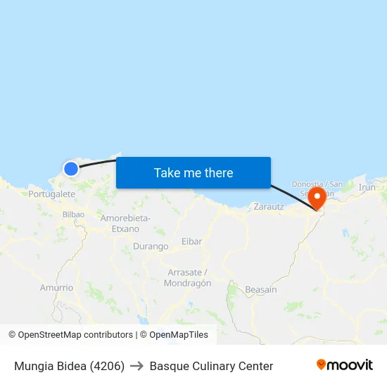 Mungia Bidea (4206) to Basque Culinary Center map