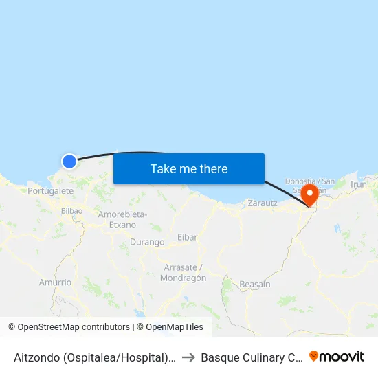 Aitzondo (Ospitalea/Hospital) (4211) to Basque Culinary Center map