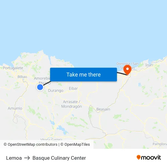 Lemoa to Basque Culinary Center map