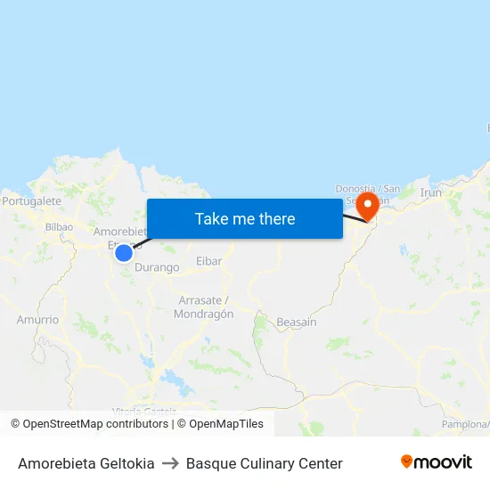 Amorebieta Geltokia to Basque Culinary Center map