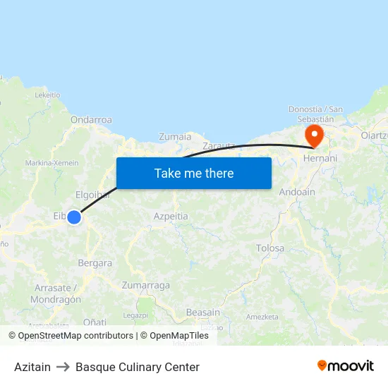 Azitain to Basque Culinary Center map