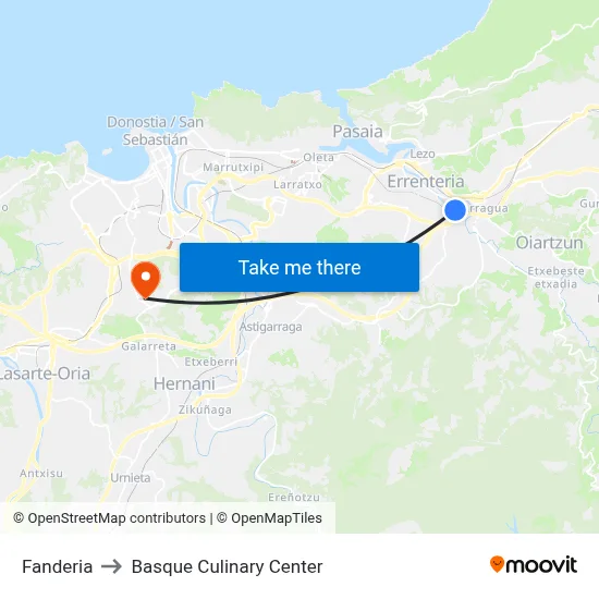 Fanderia to Basque Culinary Center map