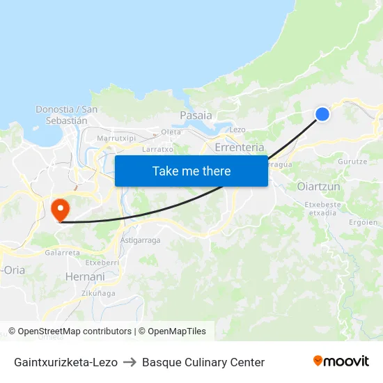 Gaintxurizketa-Lezo to Basque Culinary Center map