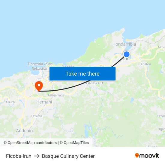 Ficoba-Irun to Basque Culinary Center map